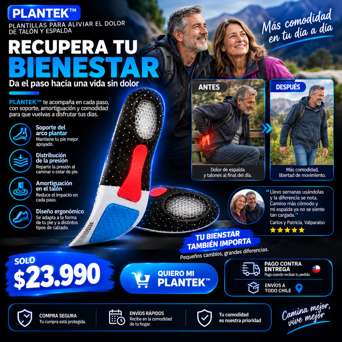 PLANTEK™ | Plantillas para Aliviar el Dolor de Talón y Espalda